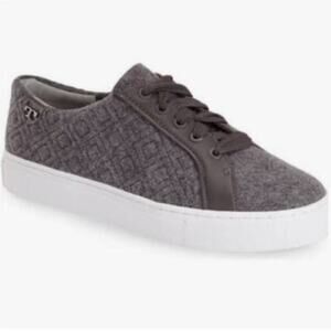 Tory Burch Grey Marion Quilted Sneakers Shoes Size 9.5